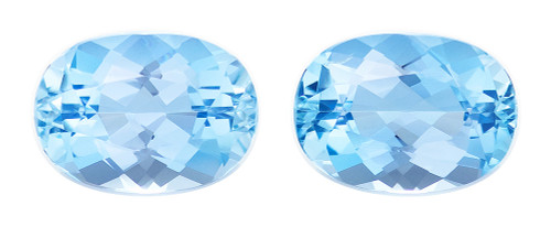 Aquamarine Gemstone Pair - Oval Cut - 1.52 Carats - 7x5mm Size