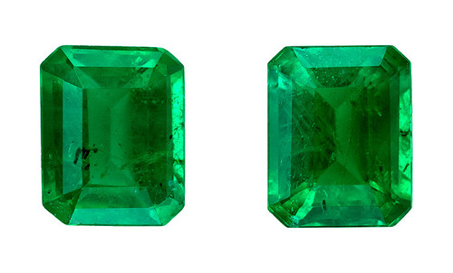 Beautiful Pair of G65Emerald Gemstone 0.78 carats, Emerald Cut, 5 x 4 mm, with AfricaGems Certificate