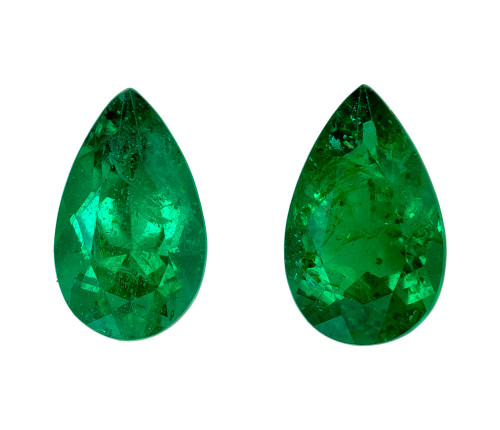 0.35 Carat Green Emerald Pear Cut Gemstone Pair, 5x3mm size | AfricaGems
