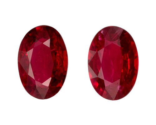 1.01 Carat Red Ruby Oval Cut Gemstone Pair, 6x4mm in size by AfricaGems