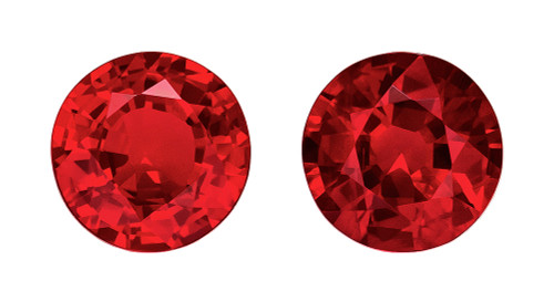 Ruby Pair - Round Cut - 1.01 Carats - 4.9mm Size