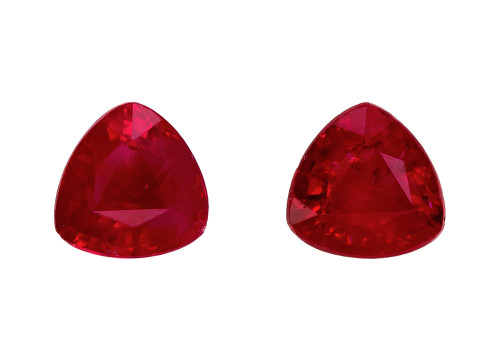 0.61 Carat Trillion Cut Ruby Gemstones - 4mm Size - Matching Set