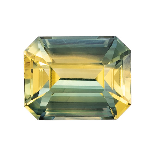 1.1 Carat Bicolor Sapphire Emerald Cut Gemstone, 6.2x4.9mm size | AfricaGems