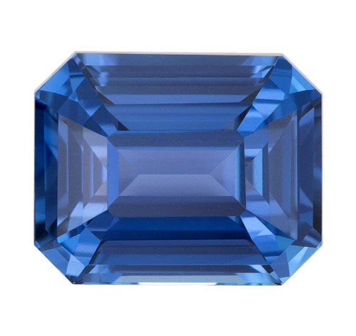 2.1 Carat Blue Sapphire Emerald Cut Gemstone, 7.5x6mm size | AfricaGems