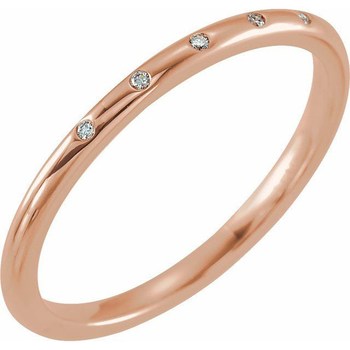 14 Karat Rose Gold .02 Carat Natural Diamond Band Size 4.5