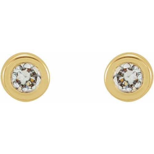 14 Karat Yellow Gold .02 Carat Diamond Micro Stud Earrings