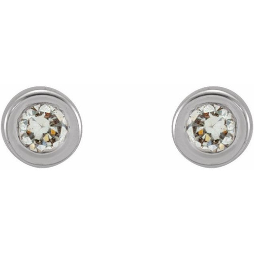 14 Karat White Gold .02 Carat Diamond Micro Stud Earrings