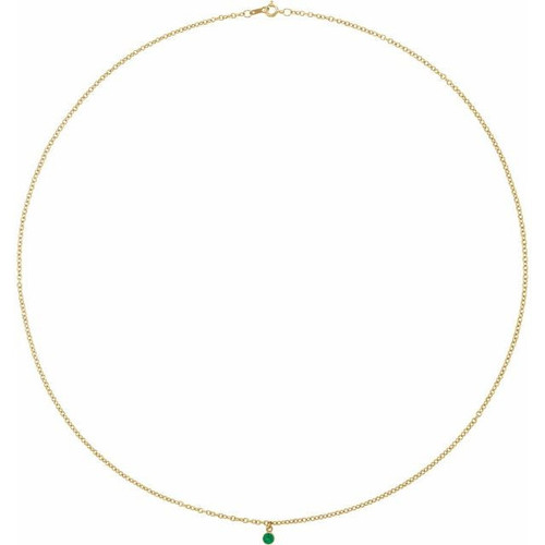 14 Karat Yellow Gold Natural Emerald 16 inch Pendant