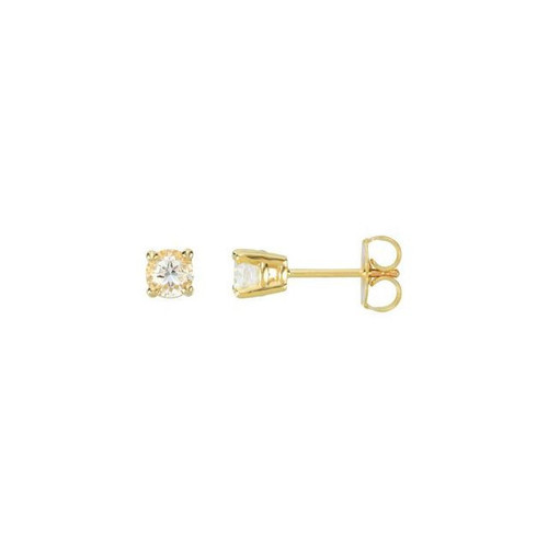 Easy Gift in 14 Karat Yellow Gold 4mm Round White Topaz Post Post Stud Earrings