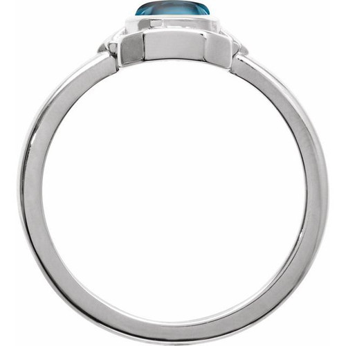 Sterling Silver Natural London Blue Topaz Cabochon Ring