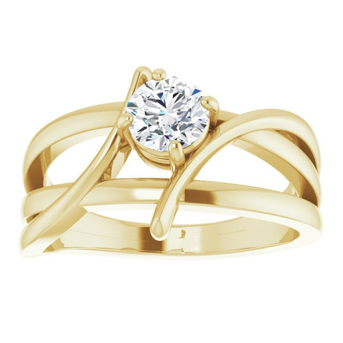 Moissanite Ring in 14 Karat Yellow Gold 5 mm Round  Moissanite