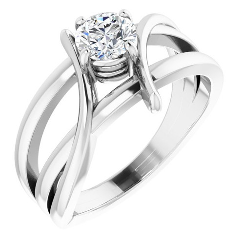 Moissanite Ring in 14 Karat White Gold 5 mm Round  Moissanite