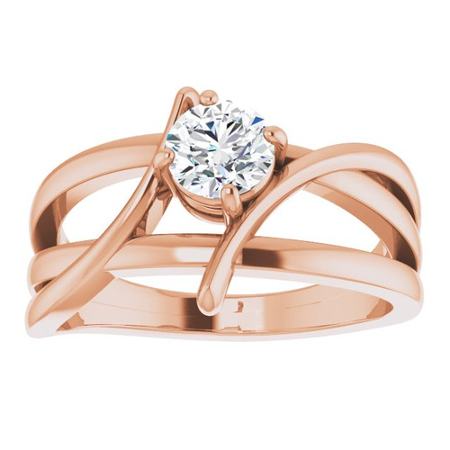 Moissanite Ring in 14 Karat Rose Gold 5 mm Round  Moissanite