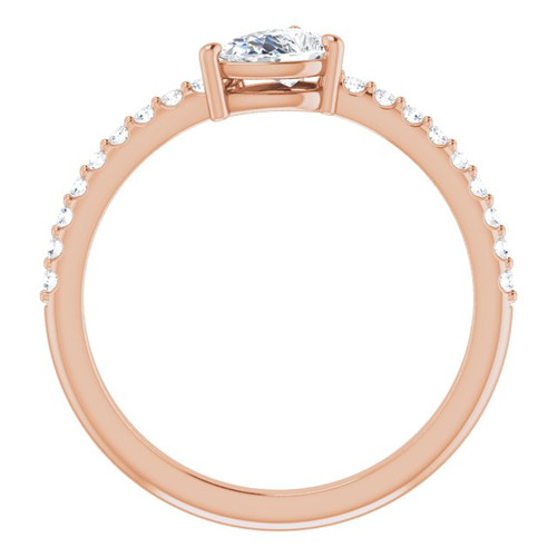 Moissanite Ring in 14 Karat Rose Gold 6x4 mm Pear  Moissanite and 0.16 Carat Diamonds