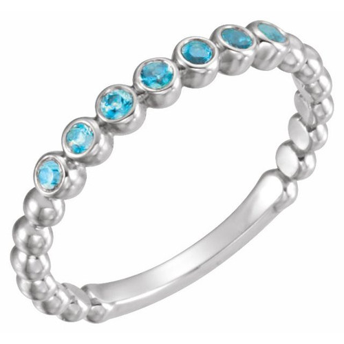 Genuine Blue Blue Zircon Stackable Ring in Platinum Genuine Blue Blue Zircon