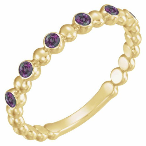 Genuine Alexandrite Stackable Ring in 14 Karat Yellow Gold Alexandrite