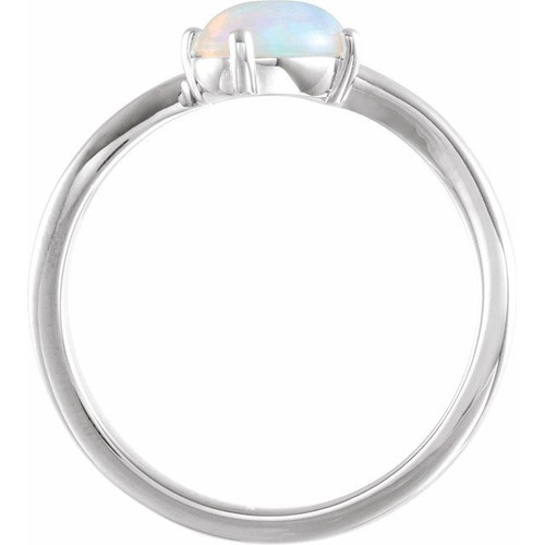 Platinum Ethiopian Fire Opal and .02 Carat Diamond Bypass Ring