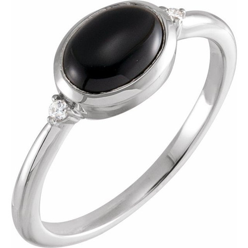 Sabrina Silver 14K White Gold Black Onyx Diamond Halo Engagement Ring 10x8  mm Oval, Size 5 | Amazon.com