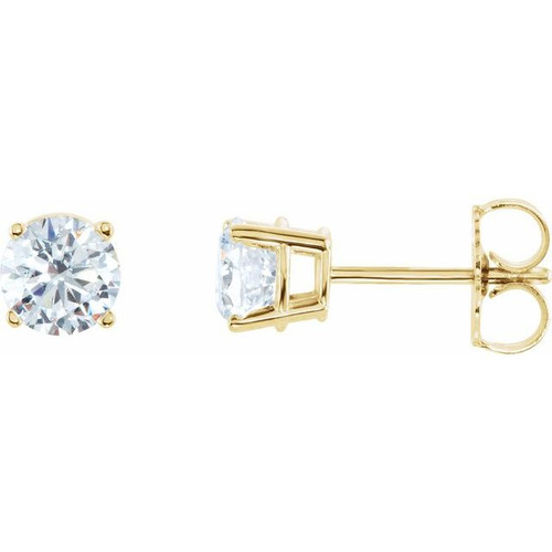 14 Karat Yellow Gold 1 Carat Diamond Earrings