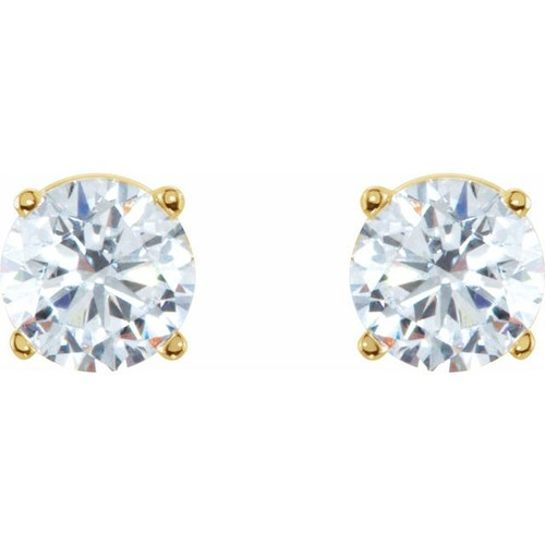 14 Karat Yellow Gold 1 Carat Diamond Earrings