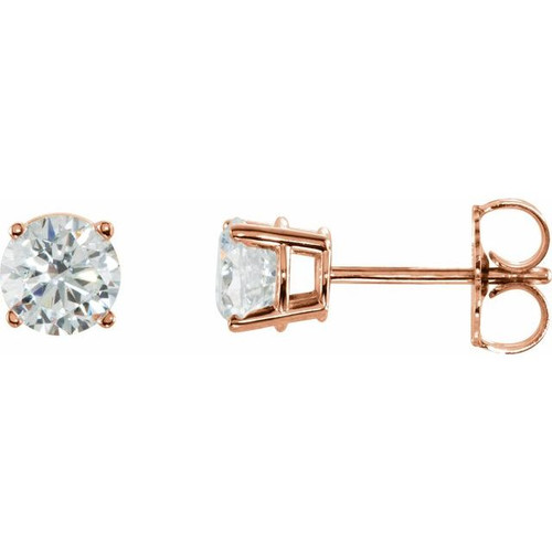 14 Karat Rose Gold 1 Carat Diamond Earrings