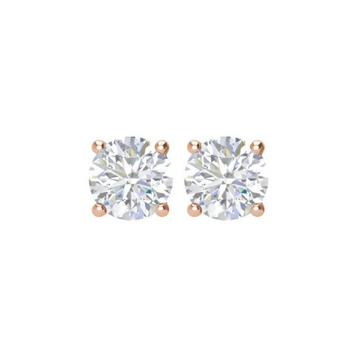 14 Karat Rose Gold 1 Carat Diamond Earrings