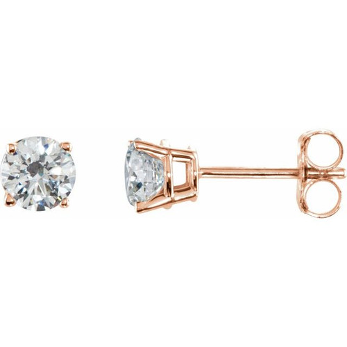 White Diamond Earrings in 14 Karat Rose Gold 0.75 Carat Diamond Earrings