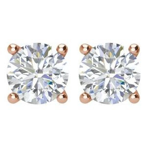 White Diamond Earrings in 14 Karat Rose Gold 0.75 Carat Diamond Earrings