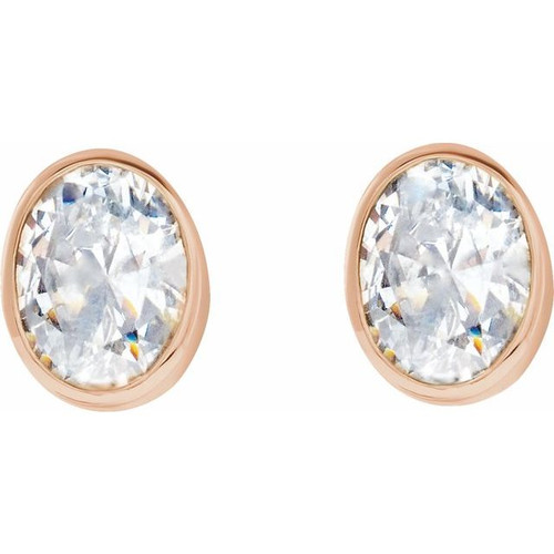 14K Rose 0.33 Carat Natural Diamond Bezel Set Earrings