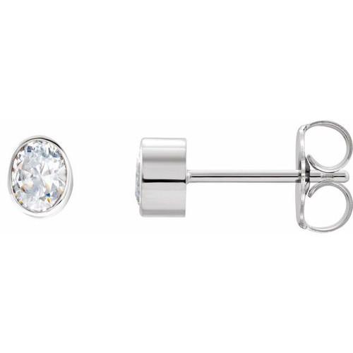 Platinum 0.33 Carats Natural Diamond Bezel-Set Earrings