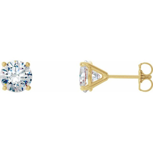 14 Karat Yellow Gold 2 Carat Diamond 4 prong Cocktail Earrings