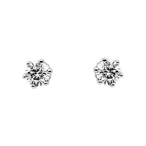 14K White 0.75 Carat Natural Diamond Stud Earrings