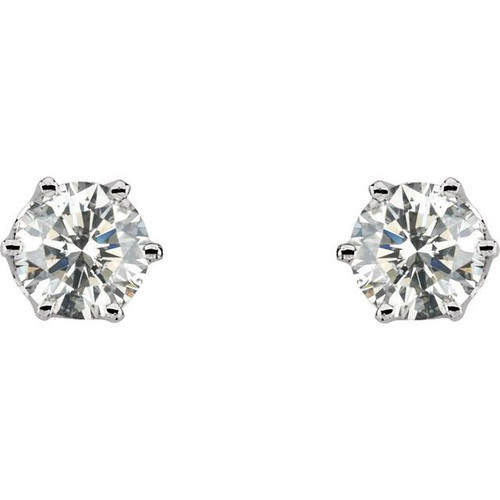14 Karat White Gold 1 Carat Diamond Threaded Post Stud Earrings