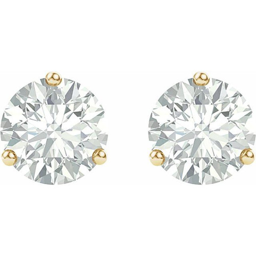 Buy 14 Karat Yellow Gold 4mm Round Genuine Charles Colvard Moissanite Earrings