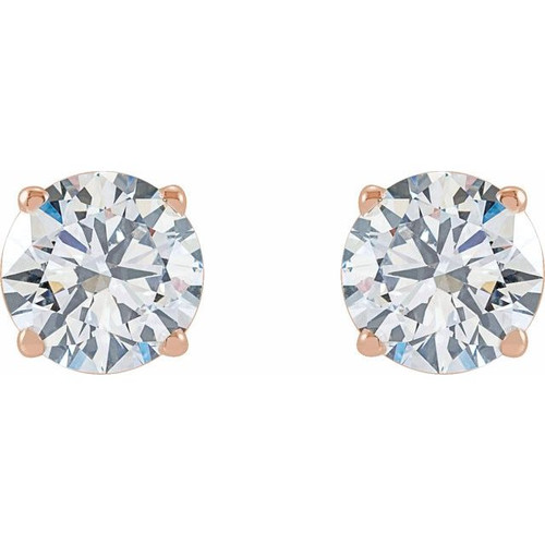 Lab Diamond Stud Earrings in 14 Karat Rose Gold 2 Carat