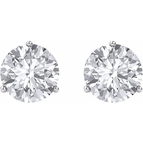 Moissanite Earrings in 14 Karat White Gold 8 mm Round Moissanite Earrings