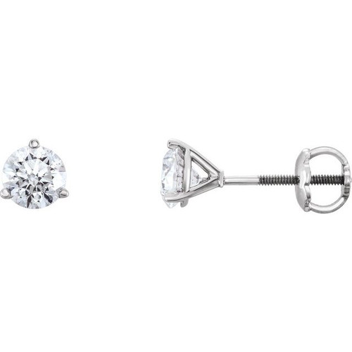 Natural Diamond Earrings in Platinum 1.00 Carat Diamond Earrings