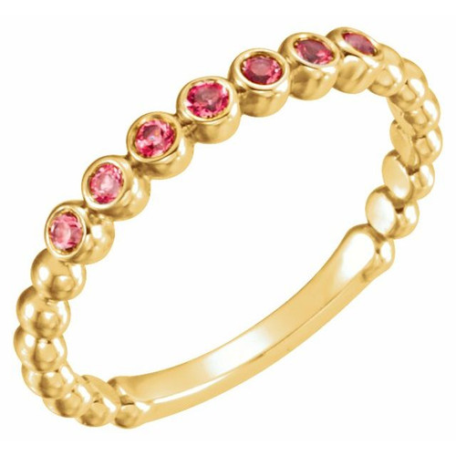 Genuine Ruby Stackable Ring in 14 Karat Yellow Gold