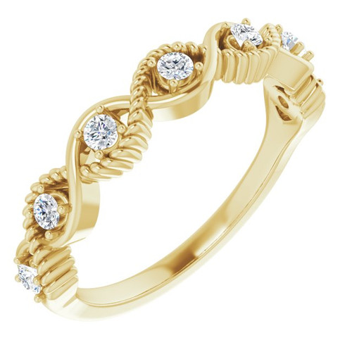White Diamond Ring in 14 Karat Yellow Gold 0.20 Carat Diamond Stackable Ring