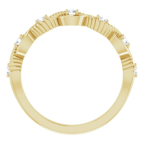 White Diamond Ring in 14 Karat Yellow Gold 0.20 Carat Diamond Stackable Ring