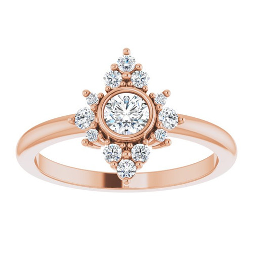 White Diamond Ring in 14 Karat Rose Gold 0.20 Carat Diamond Ring