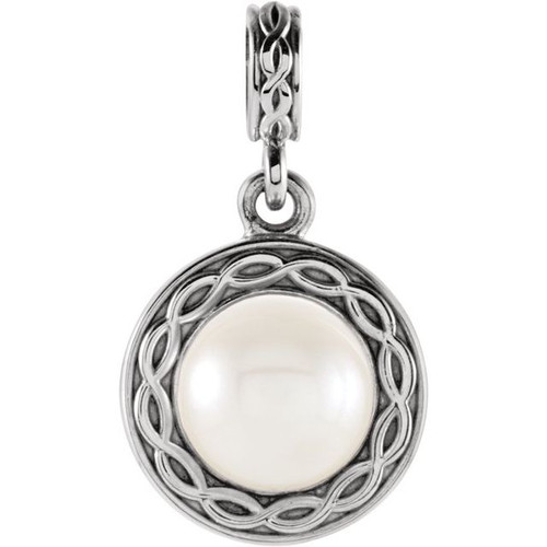 White Cultured Freshwater Pearl Pendant in 14 Karat White Gold