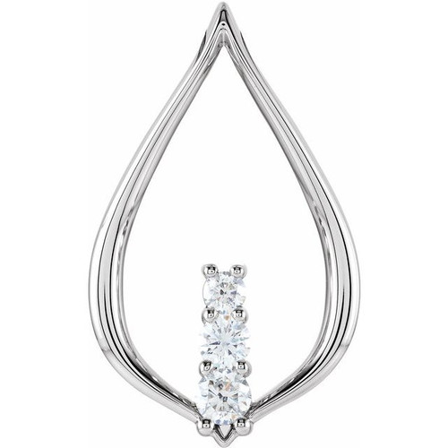 14 Karat White Gold 0.50 Carat Diamond Three-Stone Freeform Pendant