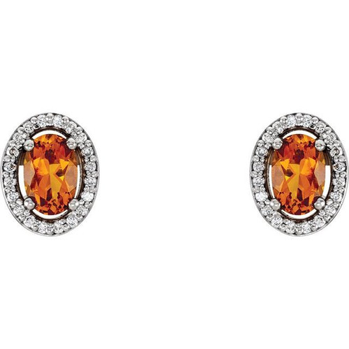 Buy 14 Karat White Gold Citrine & 0.10 Carat Diamond Earrings