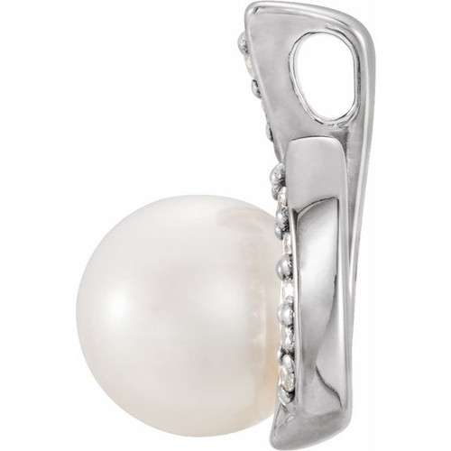 Buy 14 Karat White Gold Freshwater Pearl and .07 Carat Diamond Pendant