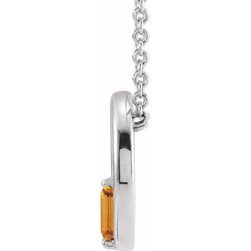 14 Karat White Gold Natural Citrine Circle 16 inch Pendant
