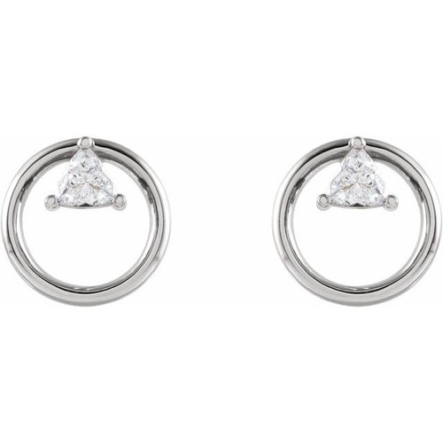 Natural Diamond Earrings in Sterling Silver 0.25 Carat Diamond Geometric Earrings
