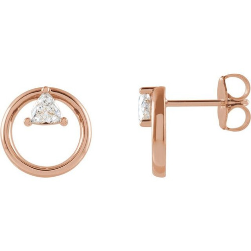 White Diamond Earrings in 14 Karat Rose Gold 0.25 Carat Diamond Geometric Earrings