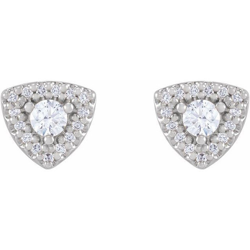 Sterling Silver 0.33 Carats Natural Diamond Halo Earrings
