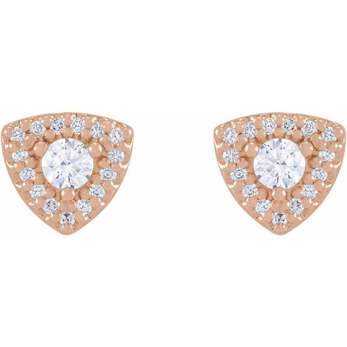 14 Karat Rose Gold 0.37 Carat Natural Diamond Halo Earrings